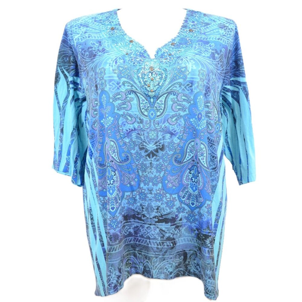 Catherine's PLUS Size 2X (24W-26W) Sparkly Studded Flowy Tunic Top Blouse